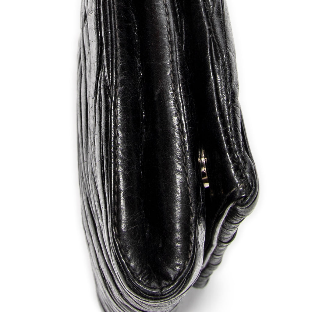 Shoulder Bag Mini Flap Chain Crossbody Black Matelasse Lux Leather