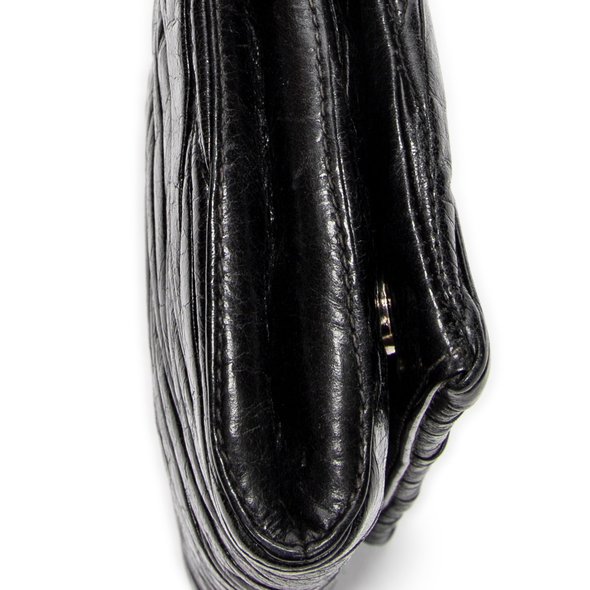 Shoulder Bag Mini Flap Chain Crossbody Black Matelasse Lux Leather