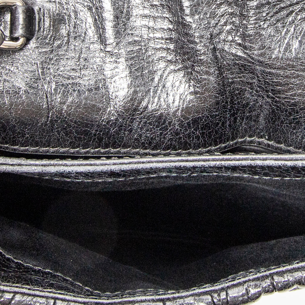 Shoulder Bag Mini Flap Chain Crossbody Black Matelasse Lux Leather