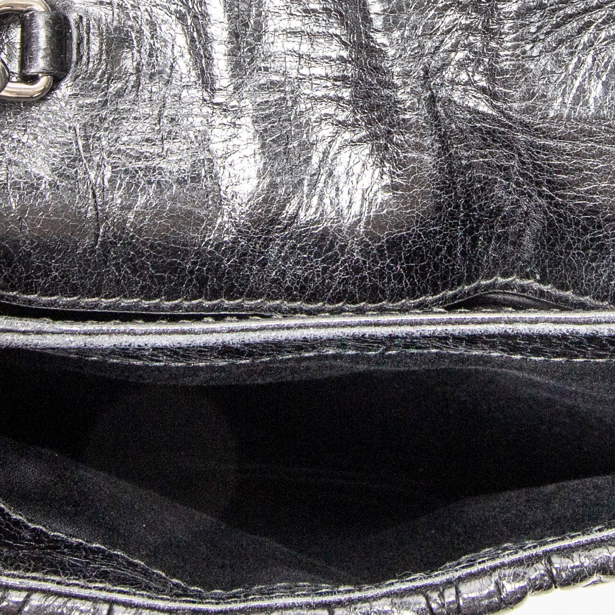 Shoulder Bag Mini Flap Chain Crossbody Black Matelasse Lux Leather