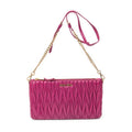 Shoulder Bag Zip Chain Crossbody Purple Nappa Matelasse Leather