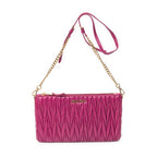 Shoulder Bag Zip Chain Crossbody Purple Nappa Matelasse Leather