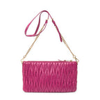 Shoulder Bag Zip Chain Crossbody Purple Nappa Matelasse Leather