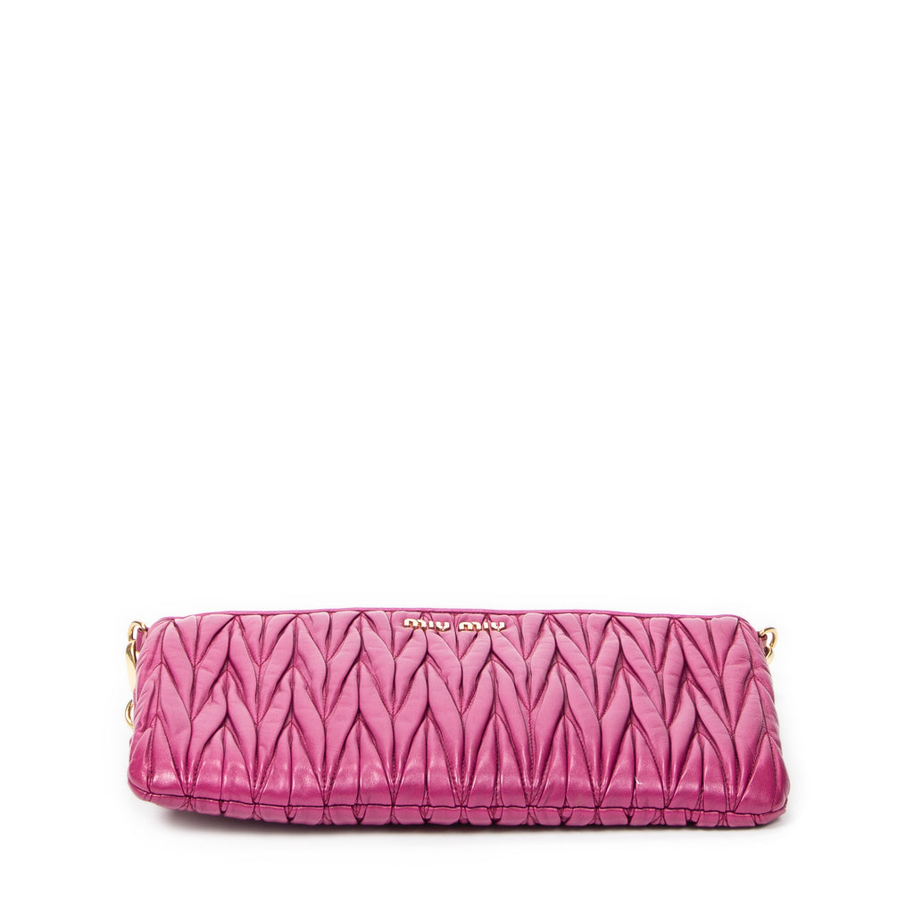 Shoulder Bag Zip Chain Crossbody Purple Nappa Matelasse Leather