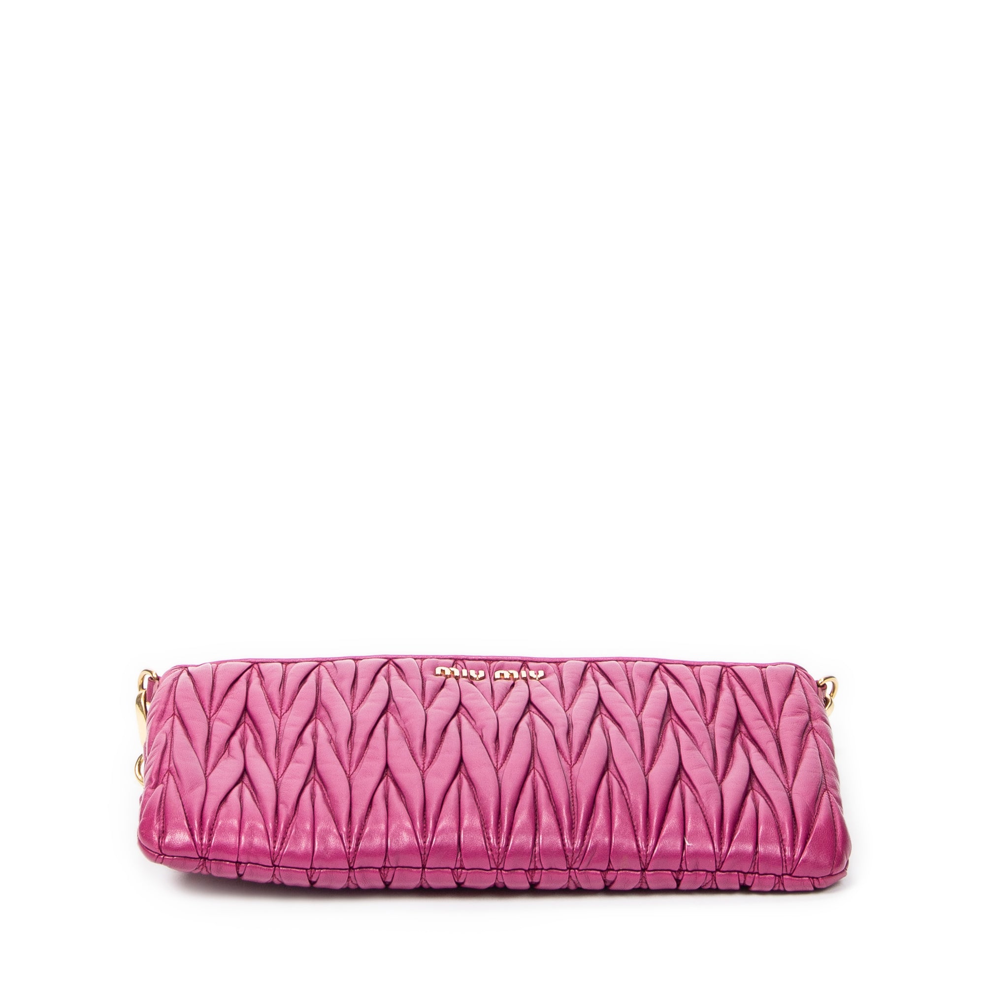 Shoulder Bag Zip Chain Crossbody Purple Nappa Matelasse Leather