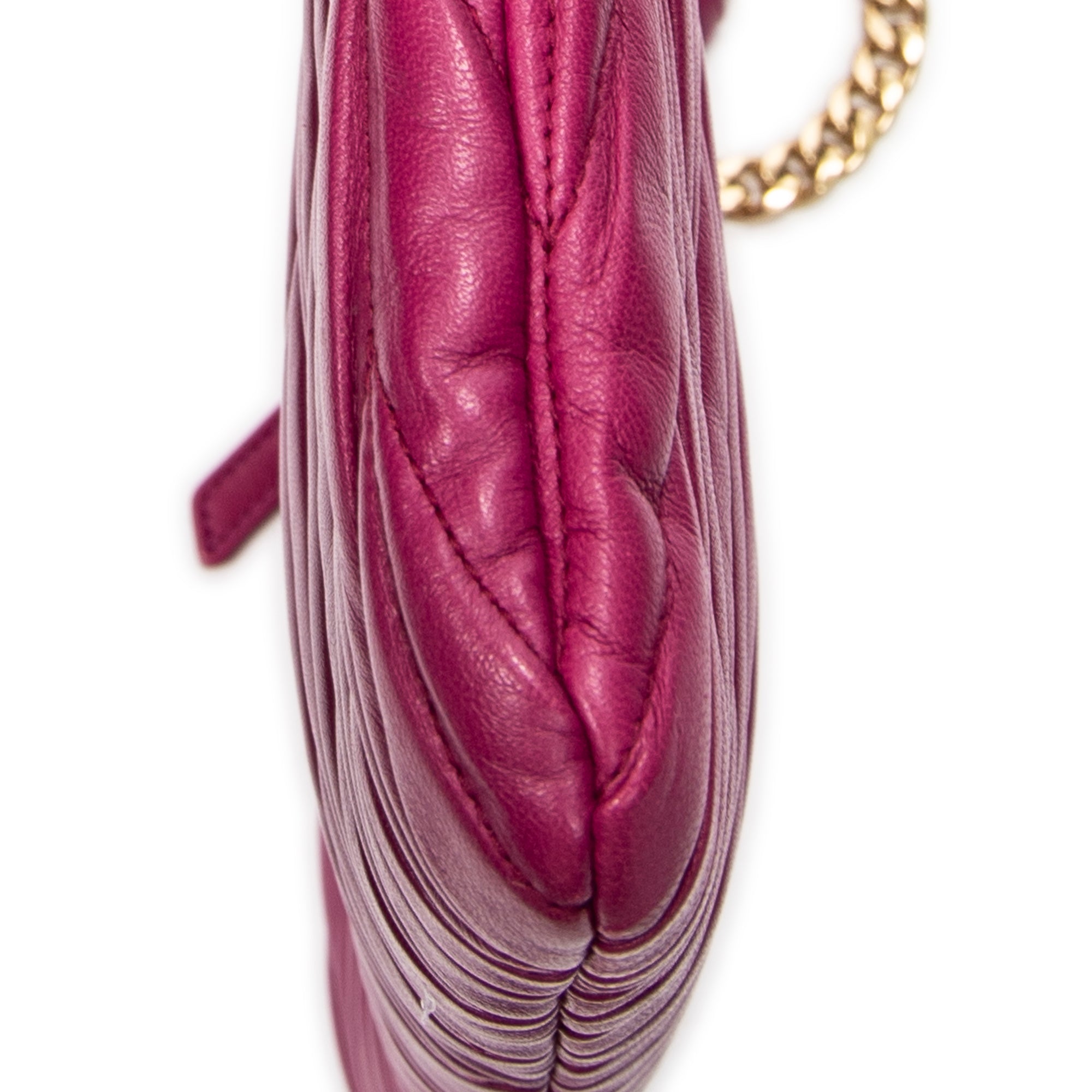 Shoulder Bag Zip Chain Crossbody Purple Nappa Matelasse Leather