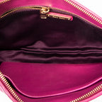 Shoulder Bag Zip Chain Crossbody Purple Nappa Matelasse Leather