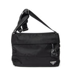 Bolso Bandolera Cremallera Horizontal Mensajero Negro Acolchado Lona de Nylon