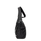 Bolso Bandolera Cremallera Horizontal Mensajero Negro Acolchado Lona de Nylon