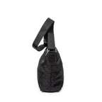 Bolso Bandolera Cremallera Horizontal Mensajero Negro Acolchado Lona de Nylon