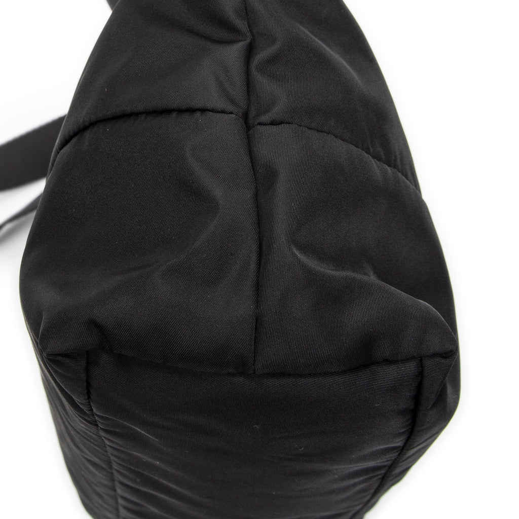 Bolso Bandolera Cremallera Horizontal Mensajero Negro Acolchado Lona de Nylon