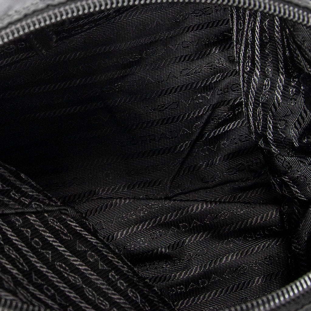 Bolso Bandolera Cremallera Horizontal Mensajero Negro Acolchado Lona de Nylon