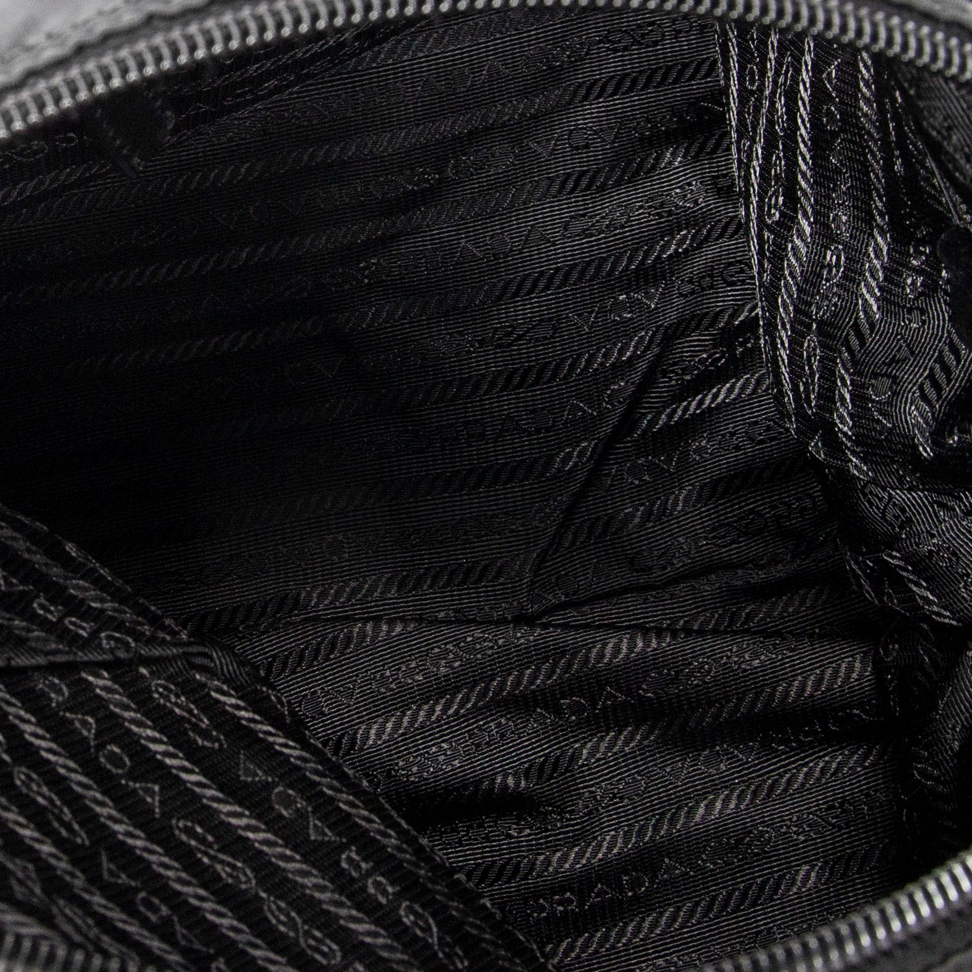 Bolso Bandolera Cremallera Horizontal Mensajero Negro Acolchado Lona de Nylon