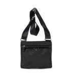 Shoulder Bag Small Flat Crossbody Black Nylon Canvas