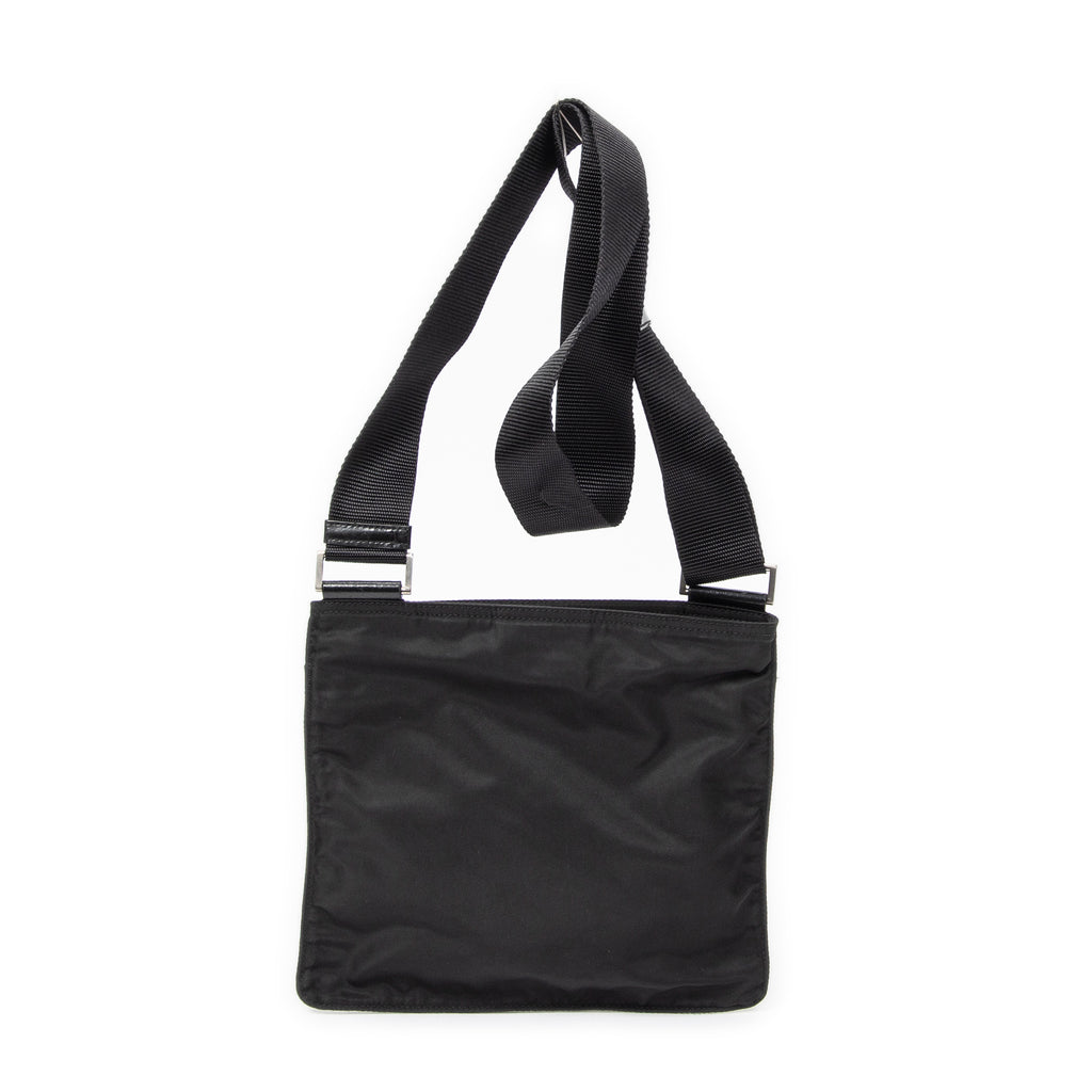 Shoulder Bag Small Flat Crossbody Black Nylon Canvas