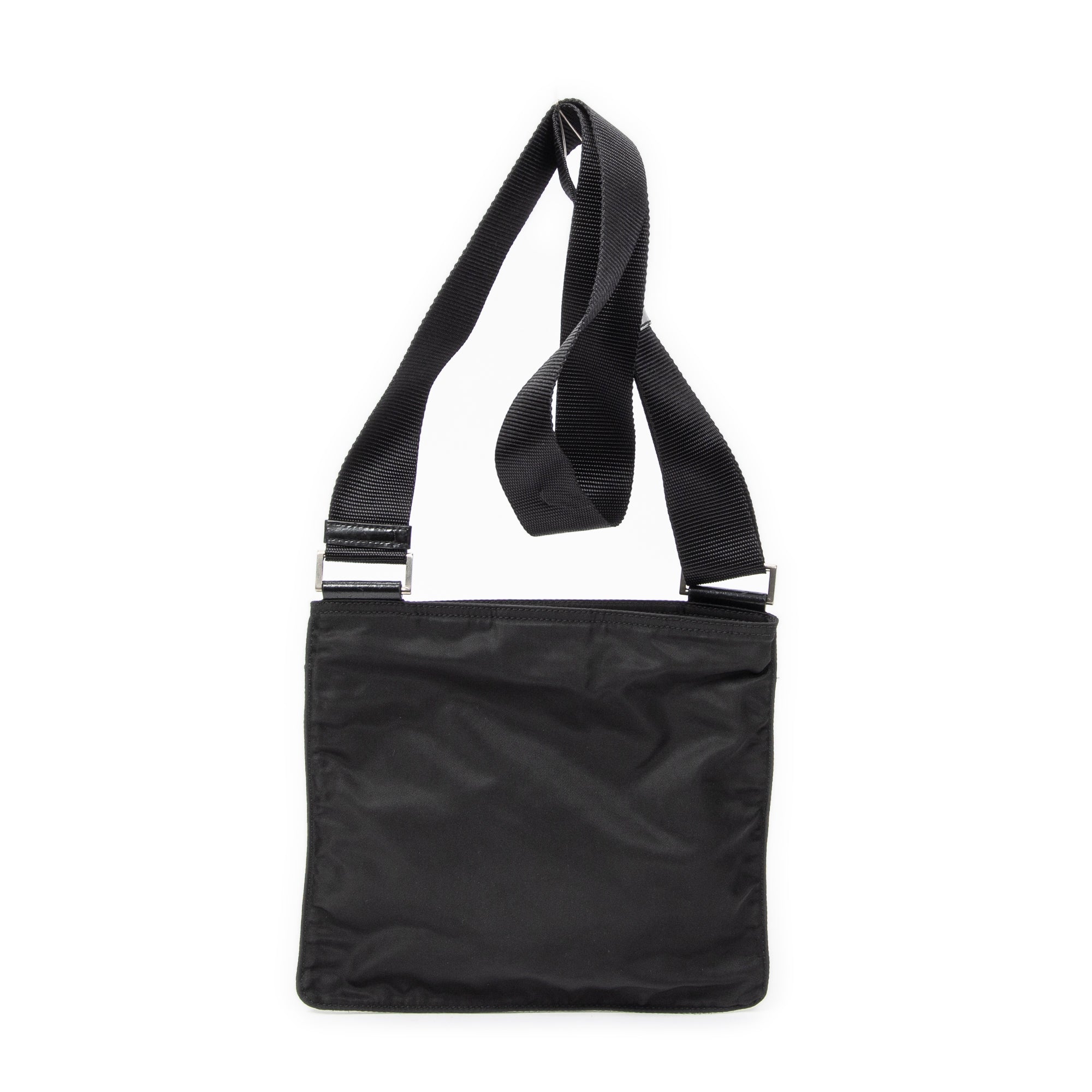 Shoulder Bag Small Flat Crossbody Black Nylon Canvas