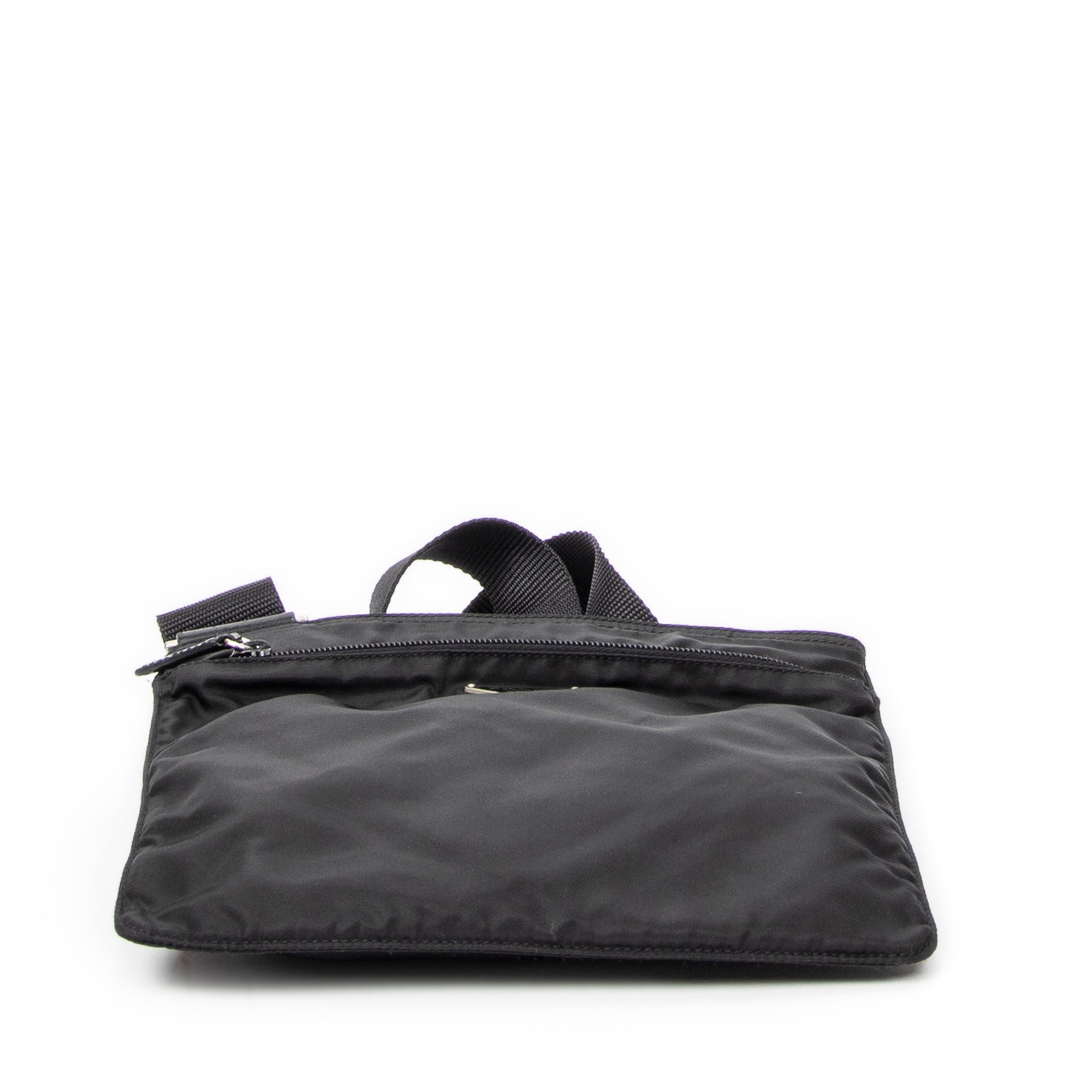 Shoulder Bag Small Flat Crossbody Black Nylon Canvas