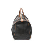 Travel Bag Vintage Large Travel Boston Black Honeycomb Coated Canvas
