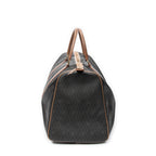 Travel Bag Vintage Large Travel Boston Black Honeycomb Coated Canvas