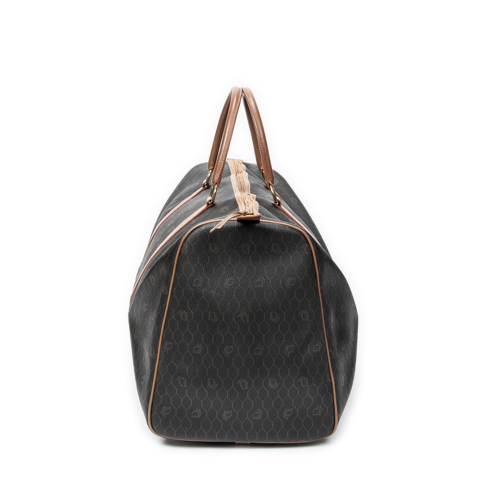 Travel Bag Vintage Large Travel Boston Black Honeycomb Coated Canvas