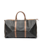 Travel Bag Vintage Large Travel Boston Black Honeycomb Coated Canvas