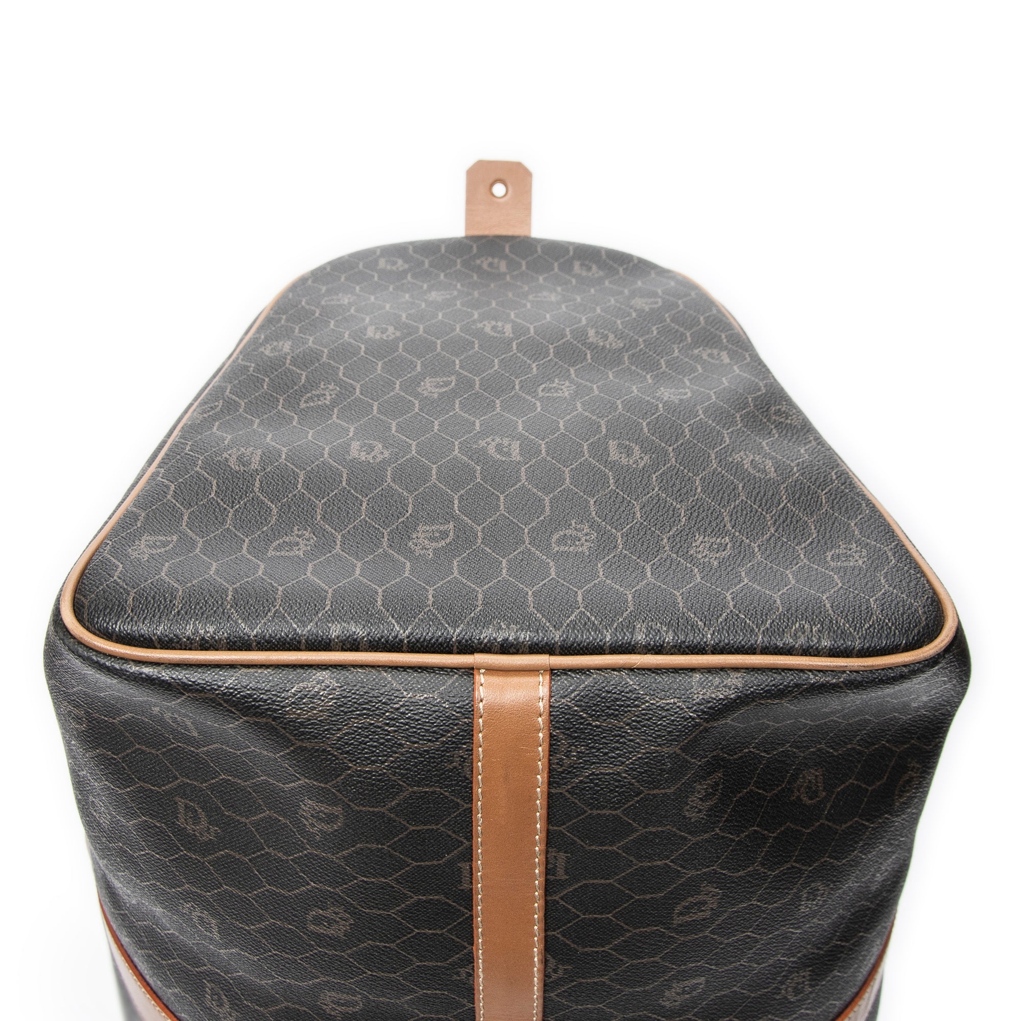 Travel Bag Vintage Large Travel Boston Black Honeycomb Coated Canvas