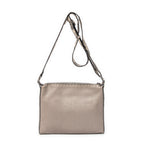 Shoulder Bag Front Pocket Crossbody Greige Grained Leather