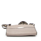 Shoulder Bag Front Pocket Crossbody Greige Grained Leather