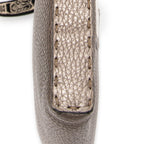Shoulder Bag Front Pocket Crossbody Greige Grained Leather