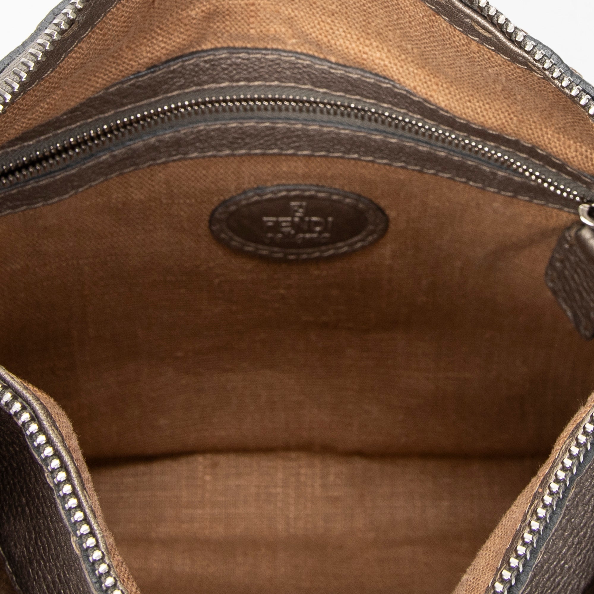 Shoulder Bag Front Pocket Crossbody Greige Grained Leather