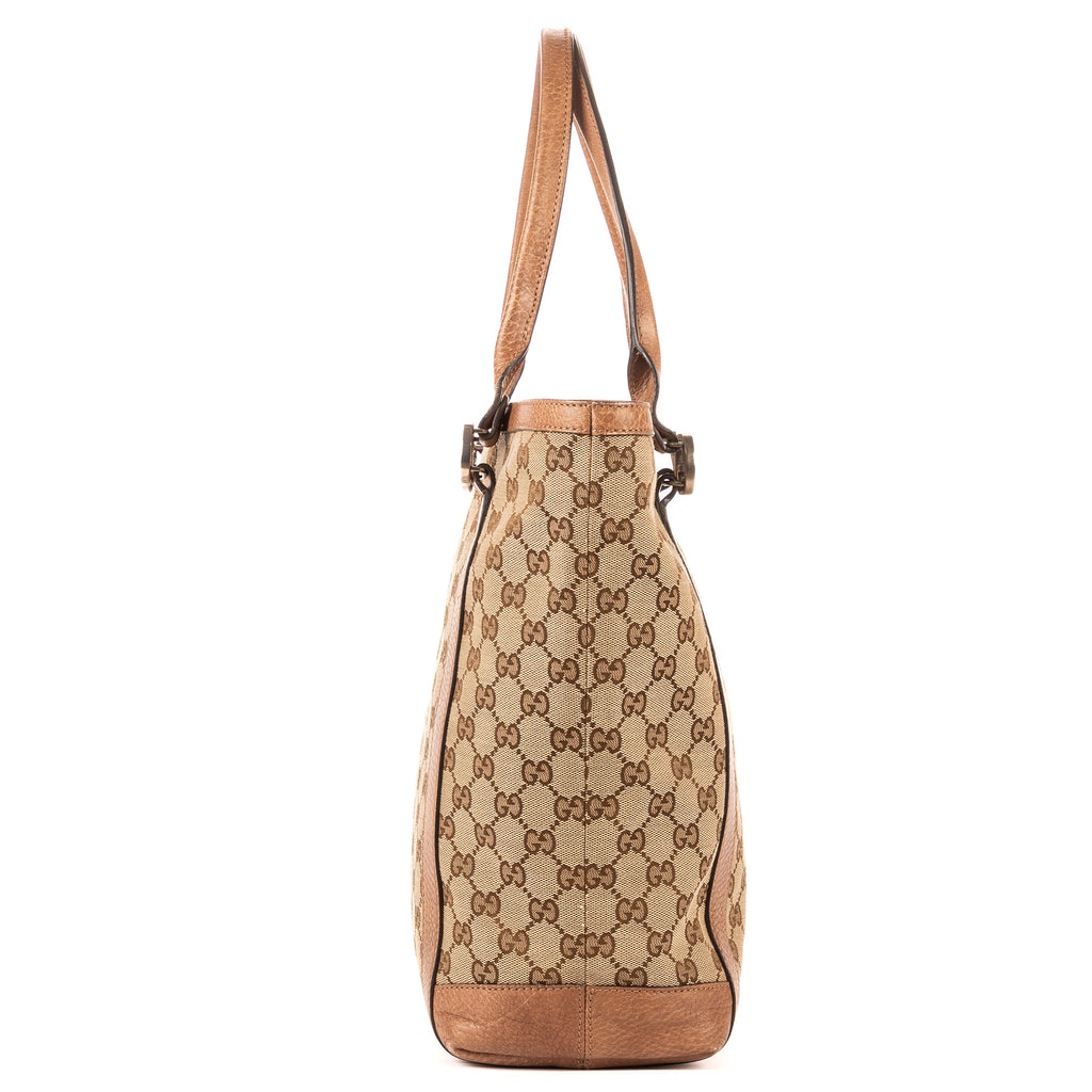 Bolso de hombro Miss GG Vertical Tote lona monograma beige