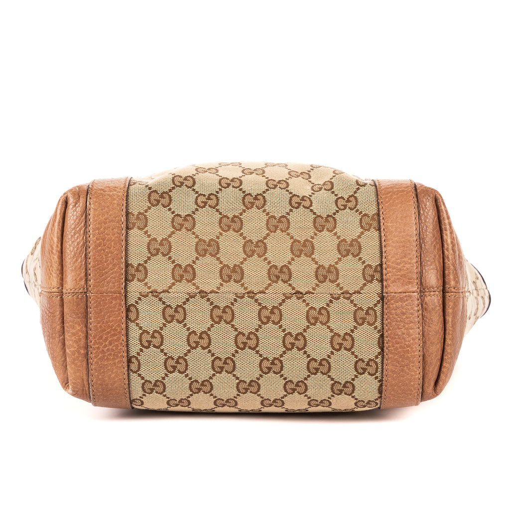 Bolso de hombro Miss GG Vertical Tote lona monograma beige