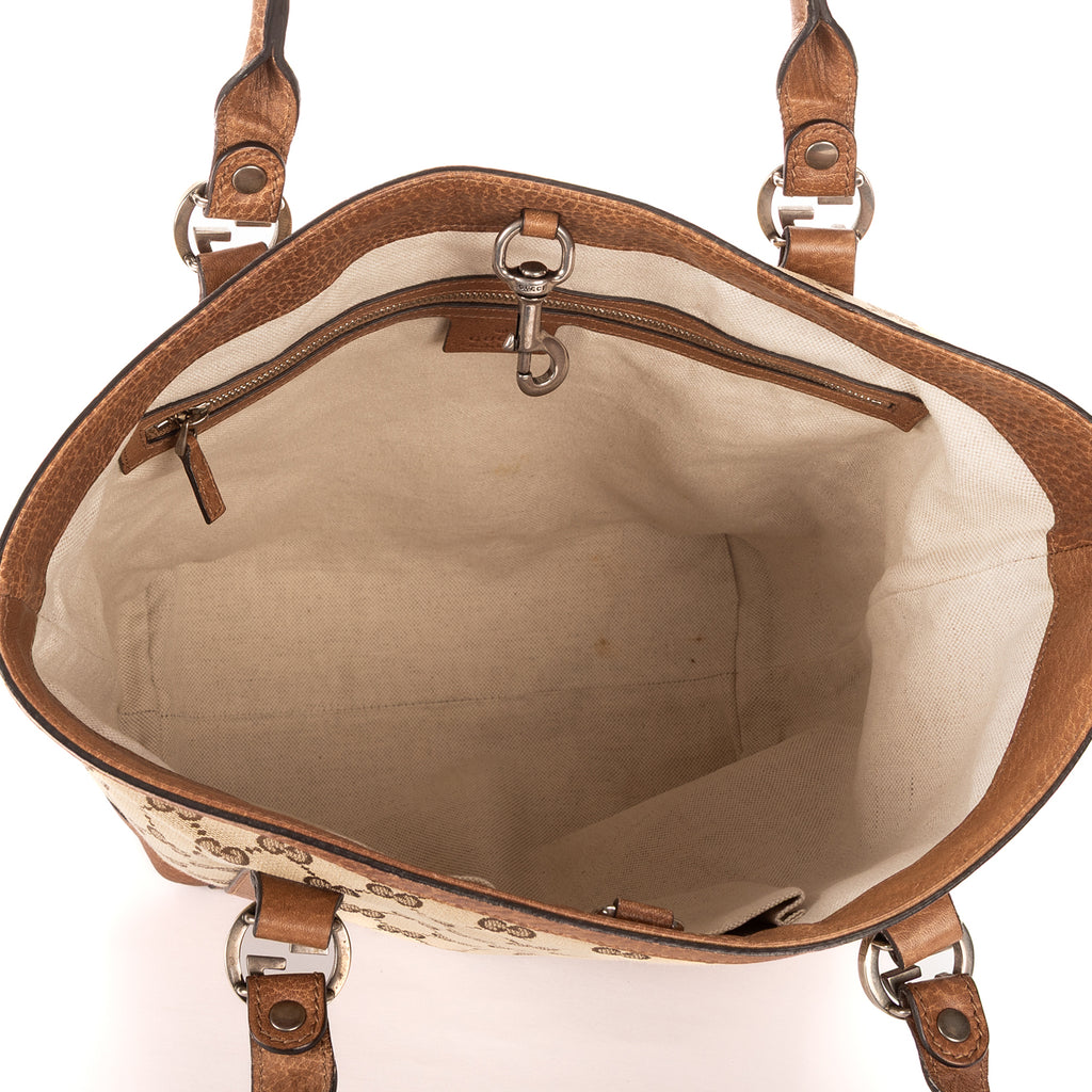 Bolso de hombro Miss GG Vertical Tote lona monograma beige