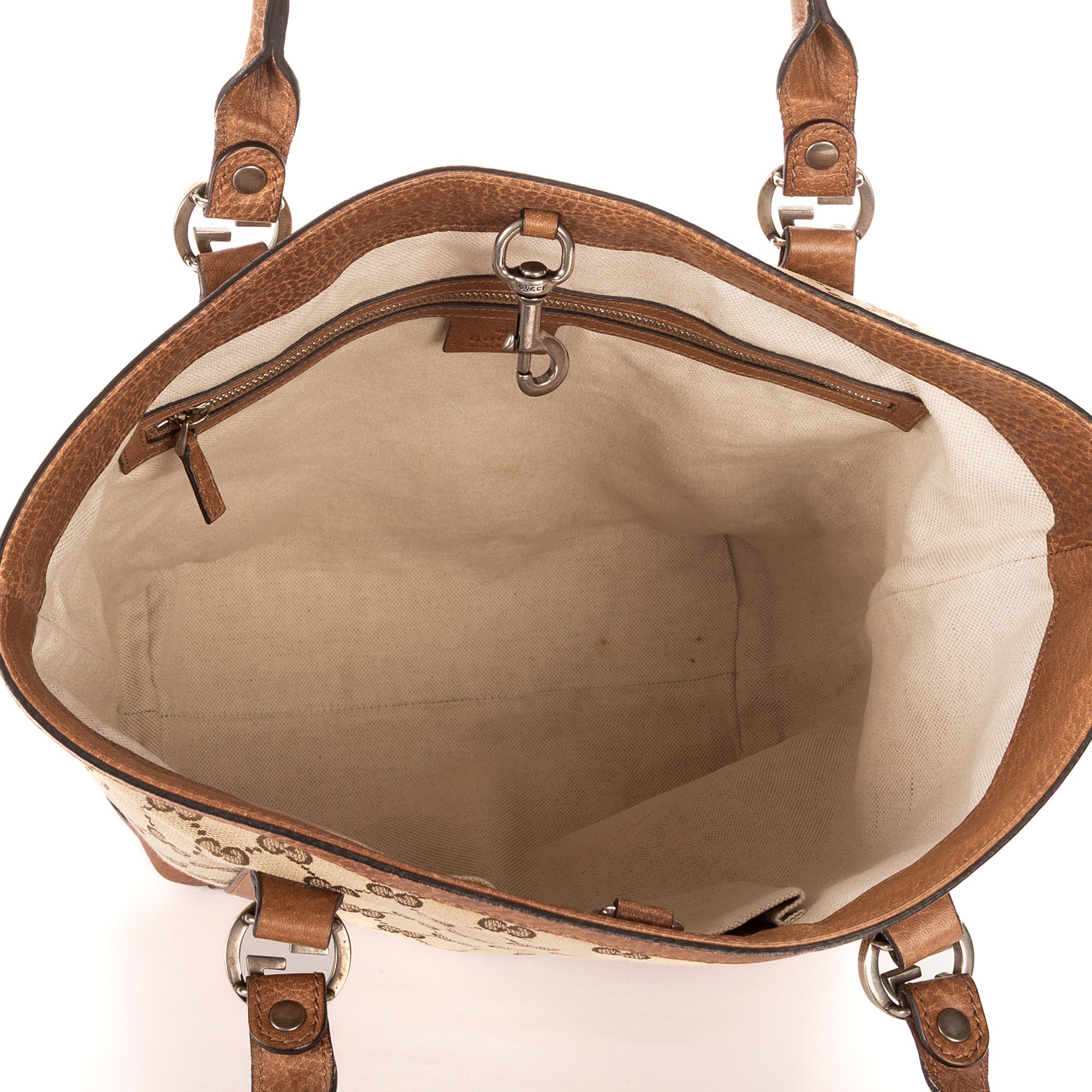 Bolso de hombro Miss GG Vertical Tote lona monograma beige