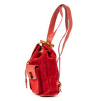 Backpack Large Bamboo Backpack Red Suede Leather