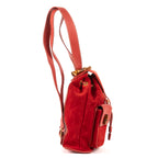 Backpack Large Bamboo Backpack Red Suede Leather