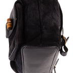 Mochila grande de bambú en piel de ante azul