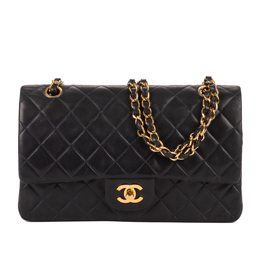 Shoulder Bag Classic Double Flap 26 Navy Quilted Lambskin Leather