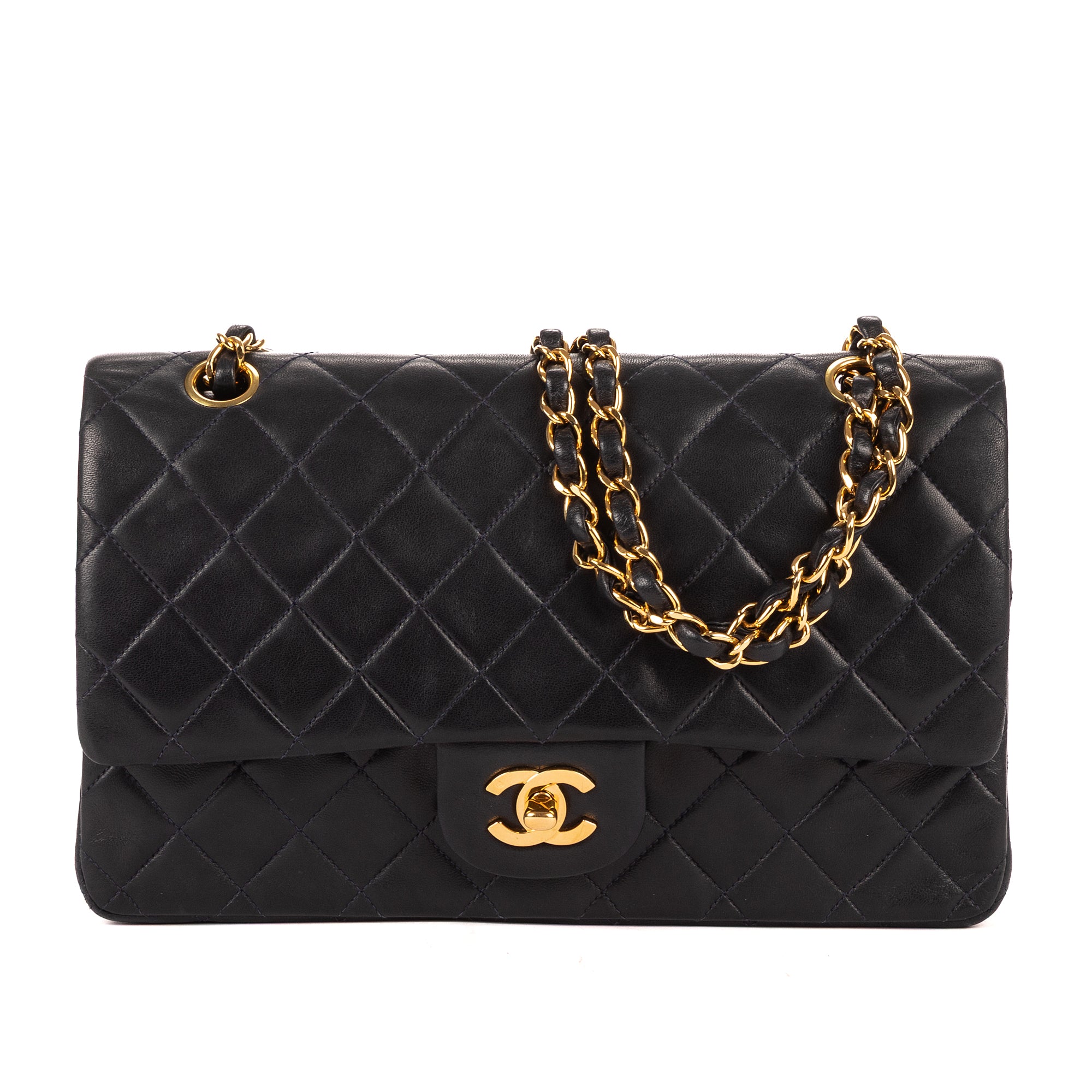 Shoulder Bag Classic Double Flap 26 Navy Quilted Lambskin Leather