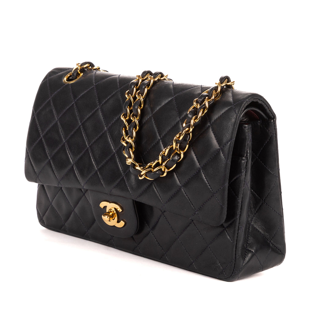 Shoulder Bag Classic Double Flap 26 Navy Quilted Lambskin Leather