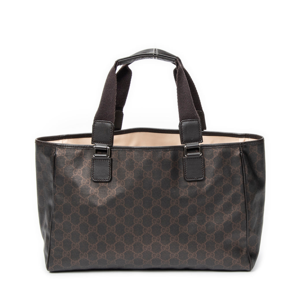 Shoulder Bag Open Tote Dark Brown Supreme Coated Canvas