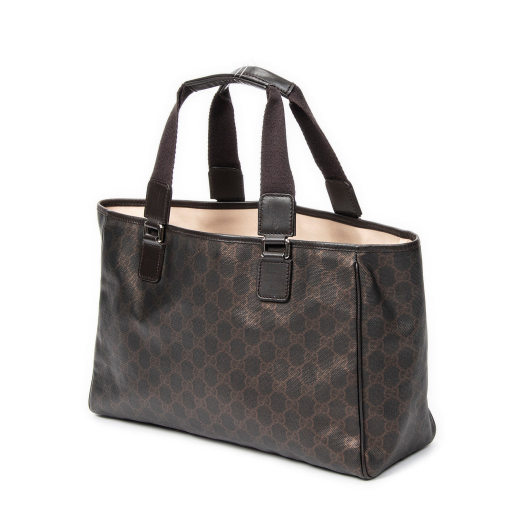Shoulder Bag Open Tote Dark Brown Supreme Coated Canvas