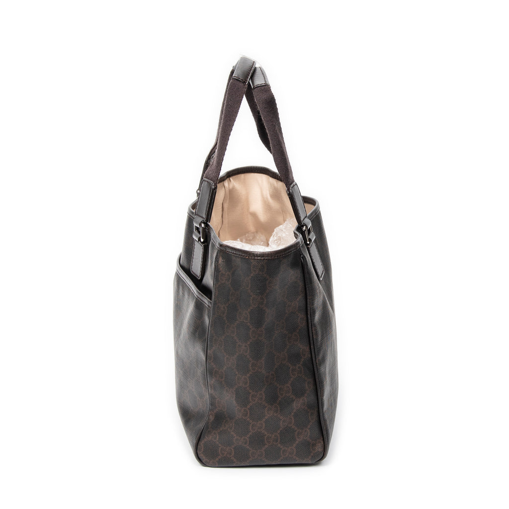 Shoulder Bag Open Tote Dark Brown Supreme Coated Canvas