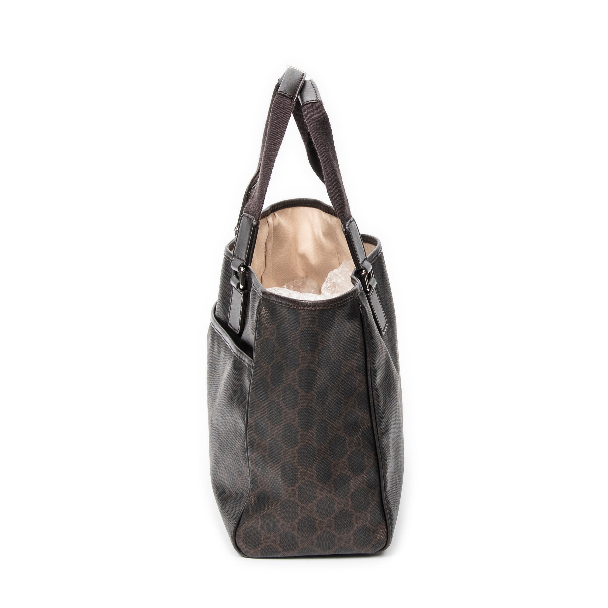 Shoulder Bag Open Tote Dark Brown Supreme Coated Canvas