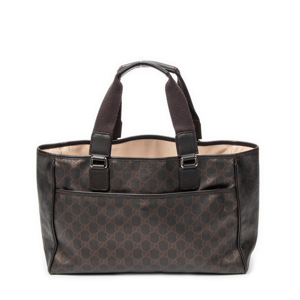 Shoulder Bag Open Tote Dark Brown Supreme Coated Canvas