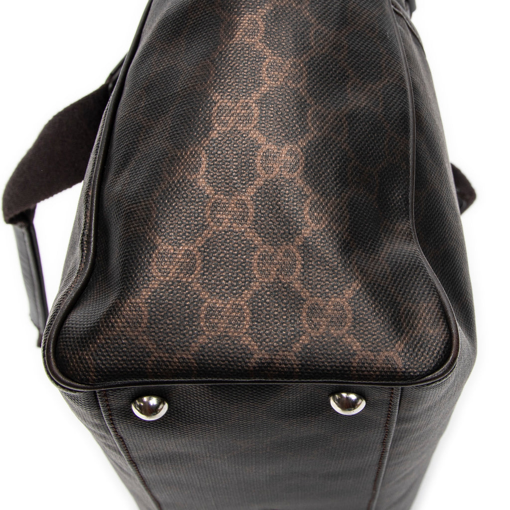 Shoulder Bag Open Tote Dark Brown Supreme Coated Canvas
