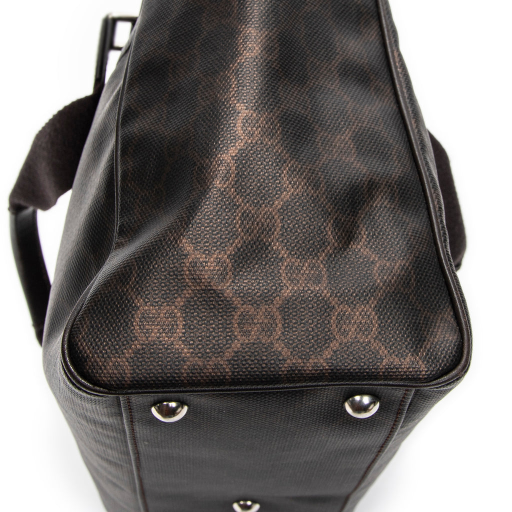 Shoulder Bag Open Tote Dark Brown Supreme Coated Canvas