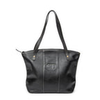 Shoulder Bag CD Zip Shopping Tote Black Calfskin Leather