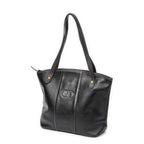 Shoulder Bag CD Zip Shopping Tote Black Calfskin Leather