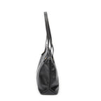 Shoulder Bag CD Zip Shopping Tote Black Calfskin Leather